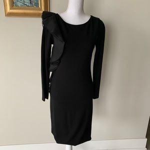 Always in style  gorgeous Classic straight long sleeve dress with chiffon ruffle